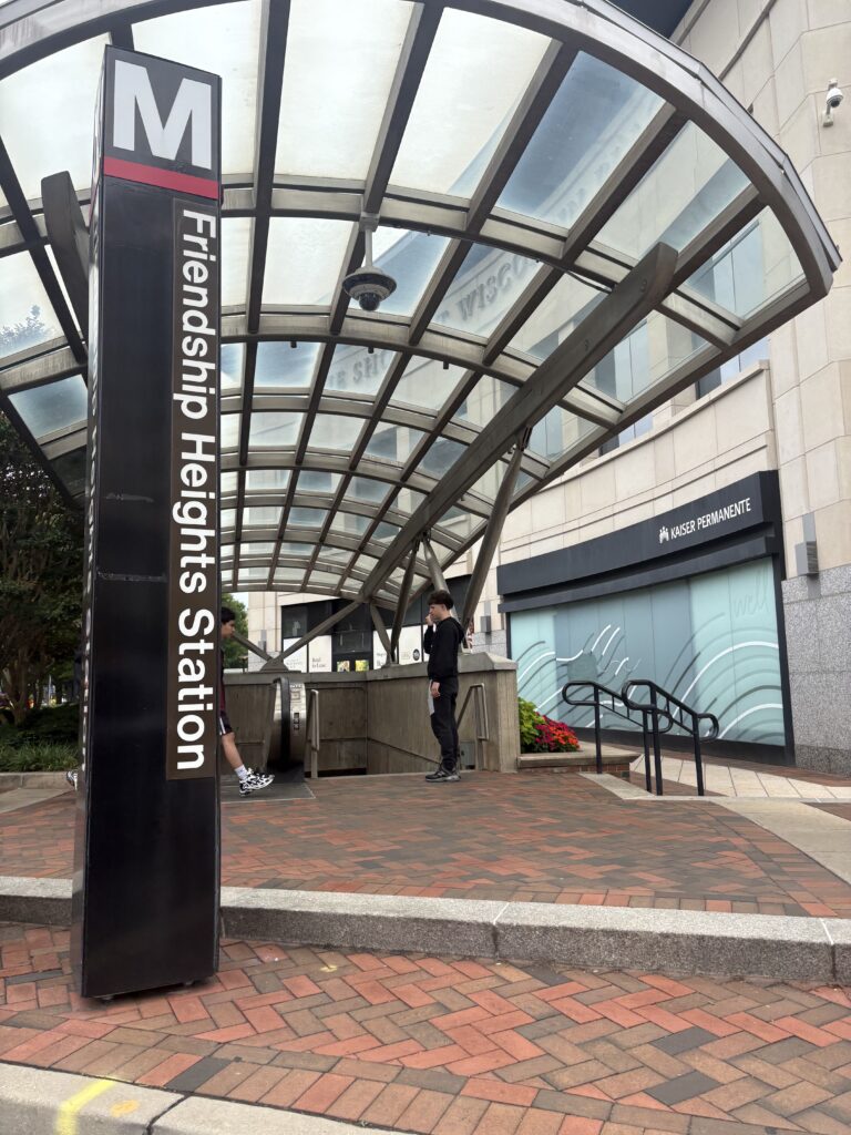 Friendship Heights Metro Station entrance on Wisconsin Avenue